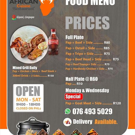 African Cuisine Restaurant Panzió Giyani Kültér fotó